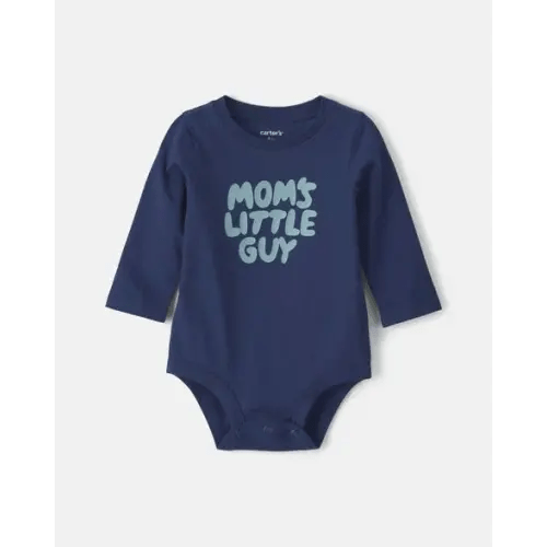 Baby Boy 'Mom's Little Guy' Long-Sleeve Graphic Bodysuit - Navy Blue | Carter's
