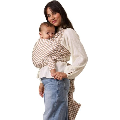 Solly Baby Wrap, Buttery-Soft Baby Carrier Newborn to Toddler 8-25 Lbs., Lightweight & Hands-Free Infant Wrap, Breathable Carrier, Baby Wearing & Postpartum Essential, New Mom Gift, Almondine Chequer