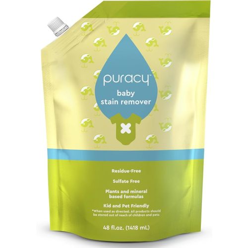 Puracy Stain Remover - Cleaning Spray, Clothes Stain Removal, Laundry Stain Spray for Clothes, Travel Spot and Oil Remover - Natural Spot Cleaner, 48 Oz