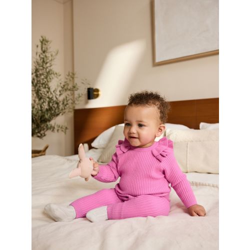 Bright Pink Baby Knitted Jumper and Leggings Set 2 Piece (0mths-3yrs)