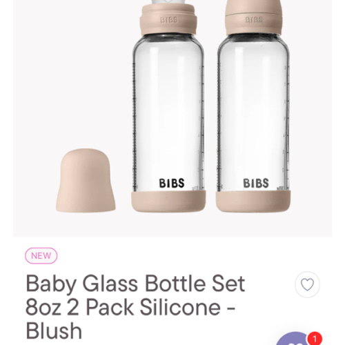 BIBS Glass Baby Bottle 8oz Silicone 2-Pack Blush | Medium Flow – Bibsworld store US