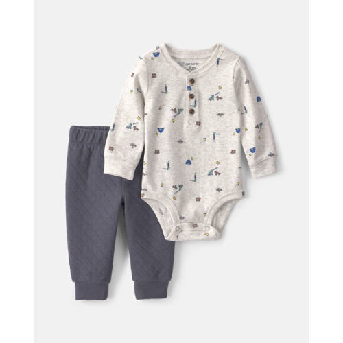 Baby Boy 2-Piece Camping Long-Sleeve Bodysuit & Pant Set - Grey | Carter's