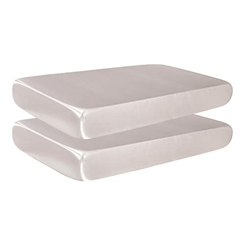 Satin Crib Sheets 2-Pack for Babies & Toddlers – Soft, Gentle on Hair & Skin – Fitted Satin Sheets for Crib or Toddler Mattress
