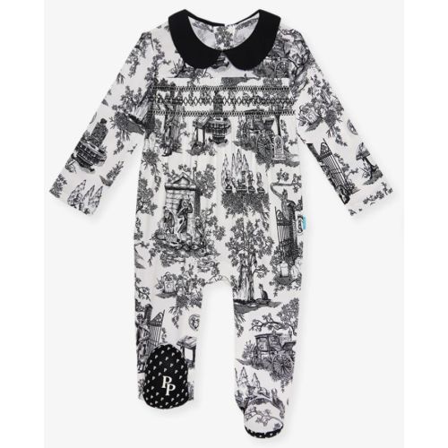 Disney The Haunted Mansion Toile Footie Smocked Ruffled One Piece, 6-9 mos