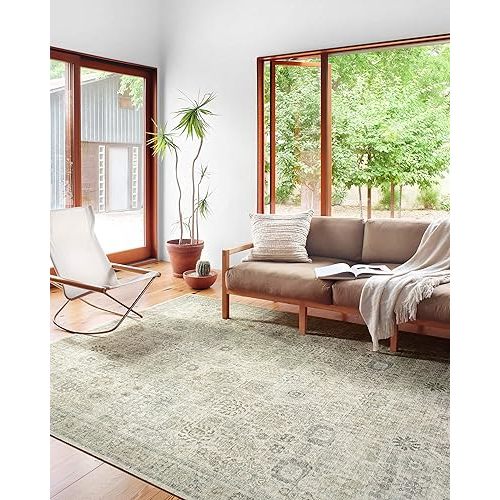 Loloi II Skye Collection SKY-14 Natural/Sage 6'-0" x 9'-0" Area Rug