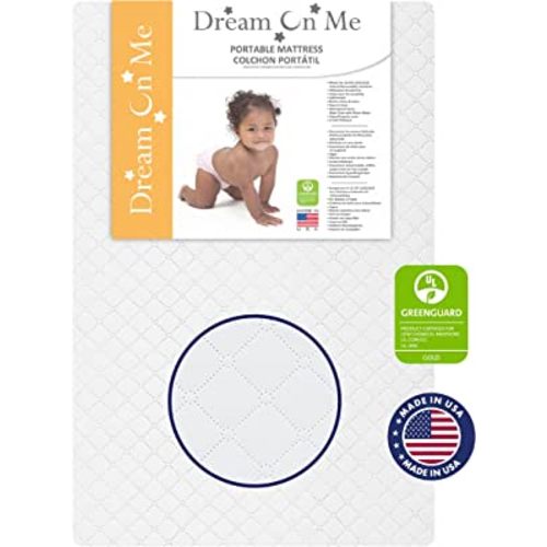 Dream On Me Sunset 3” Extra Firm Fiber Crib Mattress, Greenguard Gold Certified, Waterproof Vinyl Cover, Baby Mattresses for Cribs, Fits Mini and Portable Cribs