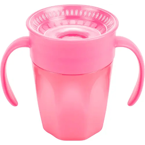 Dr. Brown's Milestones Cheers 360 Cup Spoutless Transition Cup with Handles for Easy Grip & Leak-Free Learning, Pink, 7oz/200mL, 6m+ (Colors May Vary)
