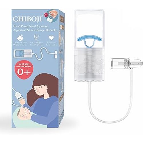 Chiboji Baby Nasal Aspirator – Powerful Hand Pump Nose Sucker | Booger Sucker with Rounded Non-Invasive Nozzle | Quiet and Strong Suction Nose Cleaner for Infants and Toddlers, Made in Taiwan