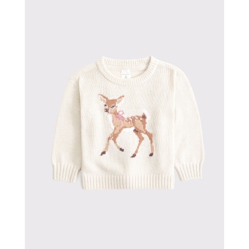 baby deer graphic crew sweater