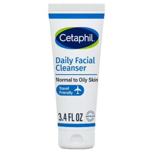 Cetaphil Daily Face Wash Cleanser for Normal to Oily Skin - Travel Size - 3.4 fl oz: Contains Glycerin, Ethyl Alcohol-Free, Aluminum-Free, Dye-Free