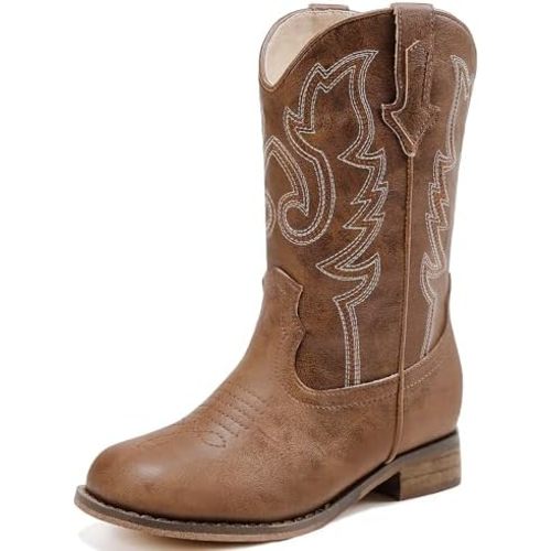 Girls Cowgirl Boots Unisex-Child Mid Calf Glitter Toddler Cowboy Boot Little Big Kids Western Riding Shoes