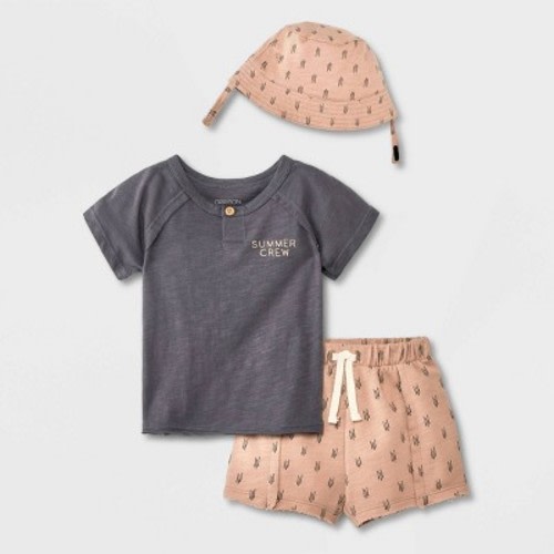 Grayson Mini Baby Boys' Top & Bottom Set - Gray/Brown, Size: Infant6-9M