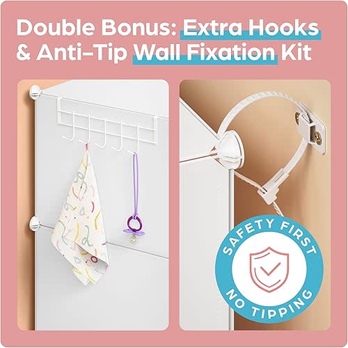 CUBEDIY Baby Closet Organizer for Nursery: Durable Baby Wardrobe for Closet - Customizable Baby Dresser Amoire Shelves - Waterproof Shelf Clothes Organizer w/Wall Fixation (White)