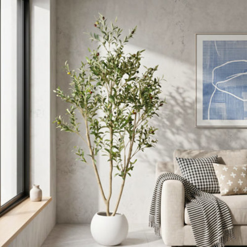 Bay Isle Home™ Faux Olive Tree Artificial Indoor Tree, Realistic Olive Plant for Indoor Decor | Wayfair