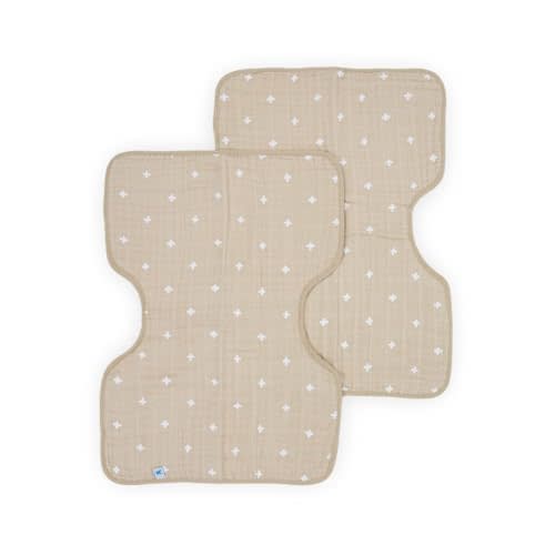 Little Unicorn Ultra-Absorbent Premium Burp Cloth 2 Pack | Soft on Baby's Skin | Larger Size | Ergonomic Design | Set of 2 (Taupe Cross)