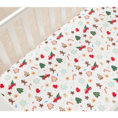 Rifle Paper Co. Christmas Cookies Organic Crib Fitted Sheet