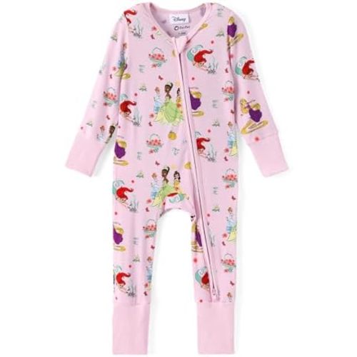 Disney Princess Stitch Marvel Baby Viscose Made from Bamboo Long Sleeve Footie Romper Zipper Sleep Outfit Newborn to Infant