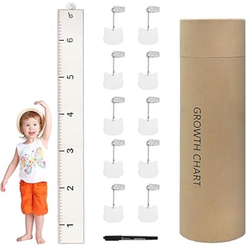 Canvas Growth Chart for Kids - Natural Fabric Height Chart for Wall with Various Accessories, Portable Big Sister Gift