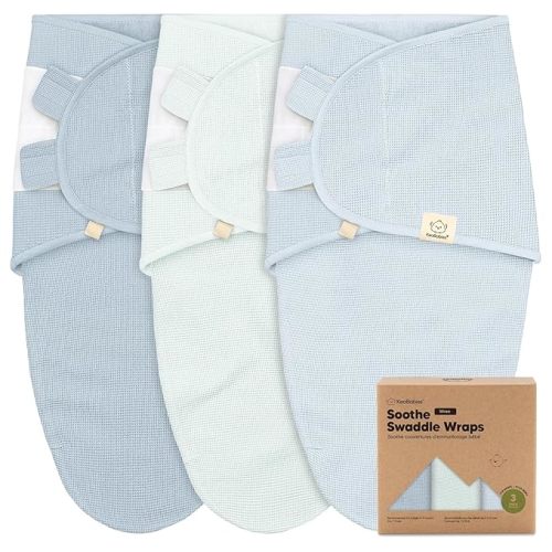 3-Pack Organic Swaddles for Newborns, Baby Sleep Sacks 0-3 Months - Baby Swaddle Wrap, Newborn Wearable Blanket, Infant Sleep Sack for Girls, Boys, Soft & Snug, Large Hook & Loop Closure (Glacier)