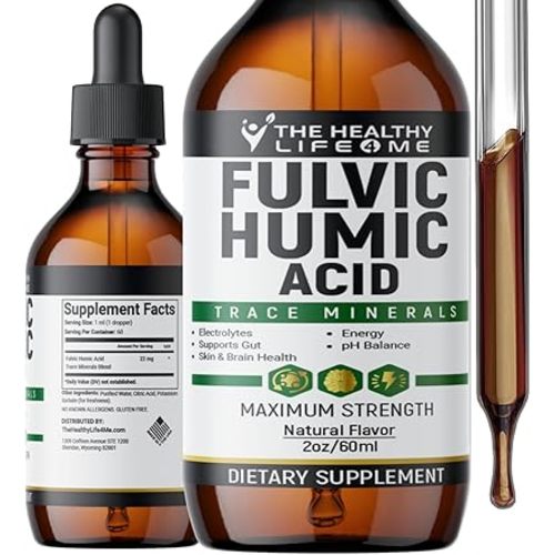 Fulvic Acid 72 + Trace Minerals | Fulvic Humic Acid | Digestion | Hydration | Keto, Dietary Supplement Drop| Energy | pH Balance | 2-Month Supply | The Healthy Life 4 ME