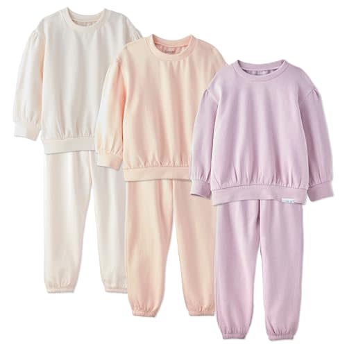 Butterblu Baby Cari - Puff Sleeve Sweatshirt and Jogger Sweatpants Set Organic Cotton, 6 Piece Sweatsuits for Girls