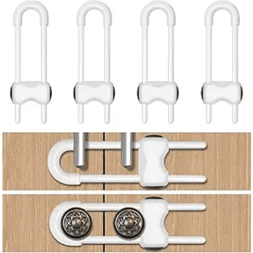 Cabinet Locks for Babies,Child Proof Cabinet Locks,4 Pack U-Shaped Baby Proofing Cabinets,Child Locks for Cabinets and Drawers,Child Safety Cabinet Locks with Adjustable(White)