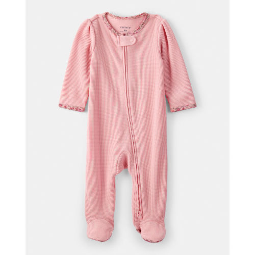 Baby Girl Cotton Long-Sleeve 2-Way Zip Sleeper - Pink | Carter’s Oshkosh Canada