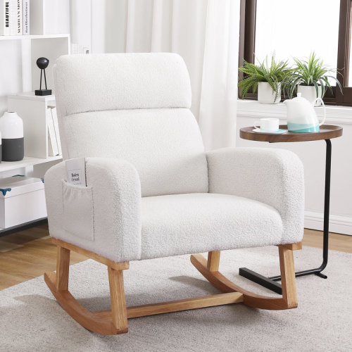 Rocking Chair, Color: White Teddy
