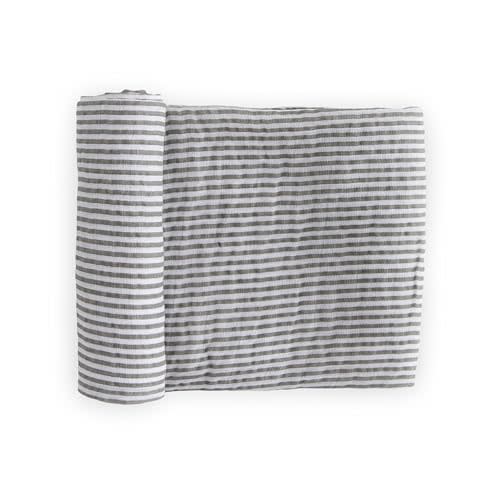 Little Unicorn Premium Cotton Swaddle Baby Blanket | Breathable Fabric | for swaddling, Play, Nursing & More (Grey Stripe)