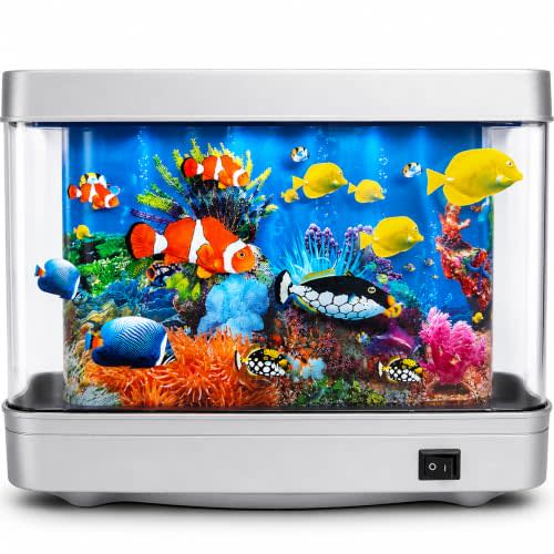 Linda's Essentials Fake Fish Tank Frutiger Aero Fish Lamp - Fake Aquarium Decorative Lamp, Artificial Fish Tank with Moving Fishes, LED Artificial Aquarium Night Light, Plug in Moving Lamp