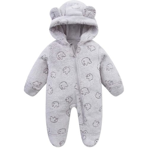 Fairy Baby Newborn Baby Bear Suit Thin Fleece Footie Romper Snowsuit Hooded Jumpsuit Bodysuit Winter Clothes Boy Girl 0-12M