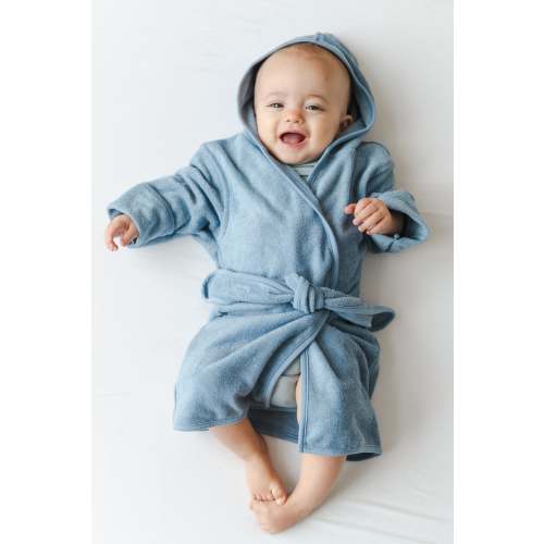 Hooded Bath Robe in Slate