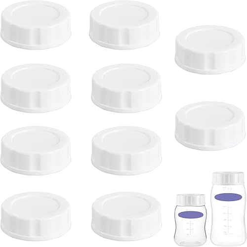 Pack of 10 Travel and Storage Lids Compatible with Lansinoh/Mam/Pigeon Baby Bottles, Replacement Airtight Caps