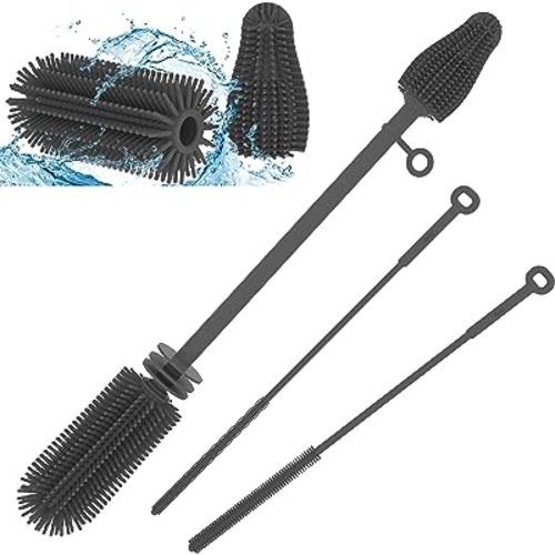 Silicone Baby Bottle and Straw Cleaner Set, Dish Brush, Versatile Deep Cleaning Long Water Bottle Brushes, Heat Resistant Sturdy Kitchen Brush, Hangable Cup Cleaner