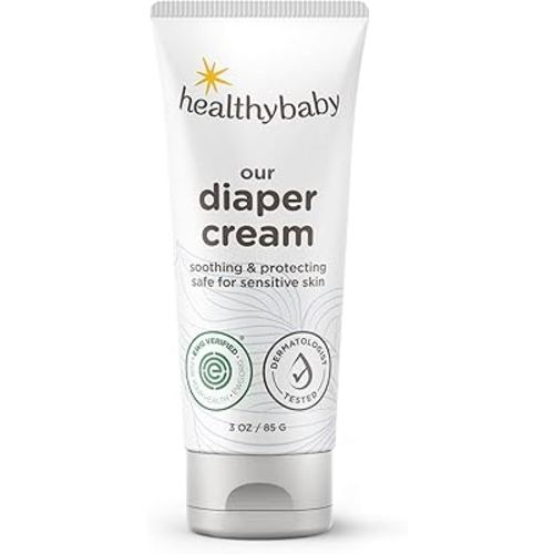 HealthyBaby Our Diaper Cream | Hypoallergenic Zinc Oxide & Squalane Diaper Cream | Fragrance Free, EWG Verified + Non-GMO, 3 oz