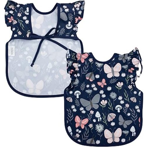 BapronBaby Flutter Butterfly Garden Bapron - No Neck Tie Safer Bib for Baby & Toddler - Soft Waterproof Stain Resistant - Machine Washable - Sz Baby/Toddler 6m-3T