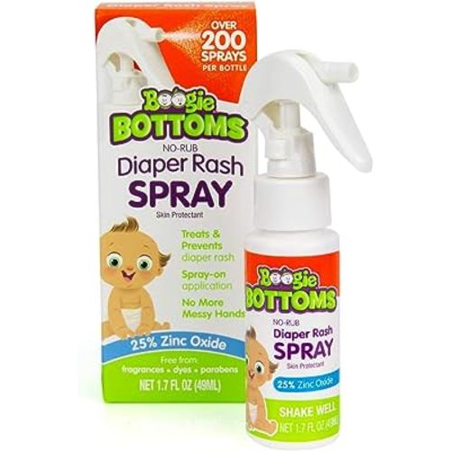 Diaper Rash Cream Spray by Boogie Bottoms, Travel Friendly No-Rub Touch Free Application for Sensitive Skin, from The Maker of Boogie Wipes, Over 200 Sprays per Bottle, 1.7 oz