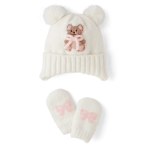 Baby Girls Intarsia Bear 2-Piece Cold Weather Set - Multi