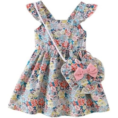 Mioglrie Baby Girl Clothes Newborn Dress Summer Toddler Girls' Clothing Casual Sundress with Cute Bag Infant Outfits