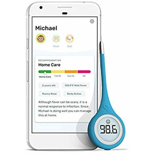 Kinsa Smart Thermometer for Fever - Digital Medical Baby, Kid and Adult Termometro - Accurate, Fast, FDA Cleared Thermometer for Oral, Armpit or Rectal Temperature Reading - QuickCare