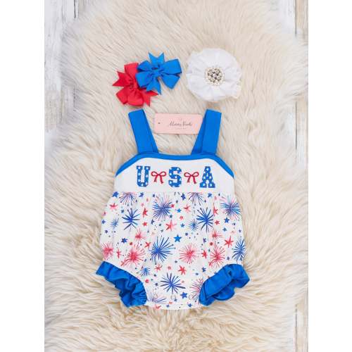 Fireworks & Freedom Embroidered Bubble Romper