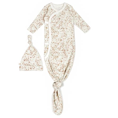MakeMake Organics GOTS Organic Cotton Kimono Knotted Blanket Tie Sack Swaddle Hat Set Mittens Baby Boys Girls (Camplife, 0-3 Months)
