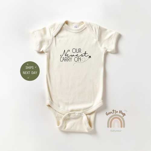 Our Newest Carry-On Bodysuit, New Baby Travel Onesie®, Airplane Travel Baby Onesie®, Natural Baby Onesie®, Newborn Baby Gift