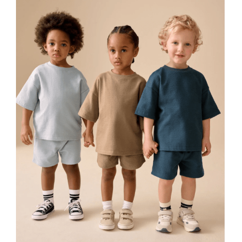 Black/Brown/Neutral Textured Short Sleeve T-Shirt and Shorts Set 3 Pack