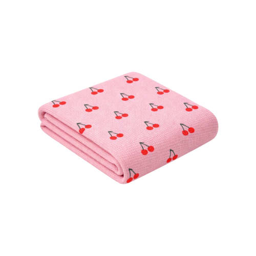 Organic Cotton Waffle Swaddle, Pink Cherries