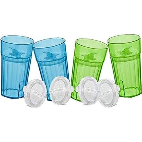 Reflo Smart Cup Bundle (Blue & Green 4-Pack) Slow-Spill Toddler Transition Training, Montessori Weaning Cup Teaches Real Drinking Skills, 360 Rim Flow-Control, Made in USA, E-Guide via QR Code