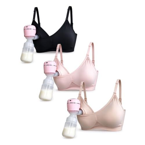 iLoveSIA Hands Free Nursing & Pumping Bras, 3pack S-2XL | Hold flange Securely So You can pump while typing, driving or feeding baby