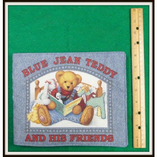 BLUE JEAN TEDDY AND HIS FRIENDS - Completed Fabric Soft Book Child Baby Gift