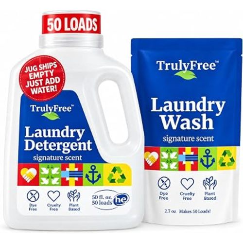 Truly Free Natural Laundry Detergent - 1 Jug + 1 Fill Pack, 50 Loads