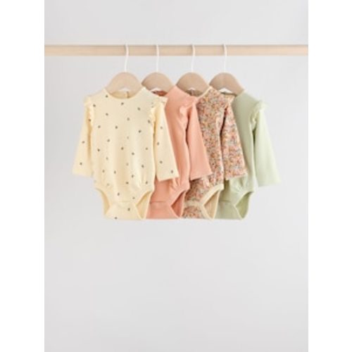 Buy Purple/Yellow/Cream Ditsy Baby Long Sleeve Frill Bodysuits 4 Pack (0mths-2yrs) from Next USA